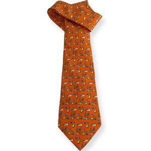 Salvatore Ferragamo pear print orange silk tie